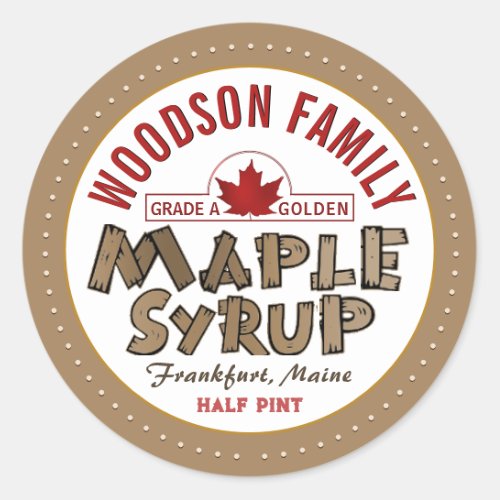 Red Maple Leaf Emblem Maple Syrup Editable Label