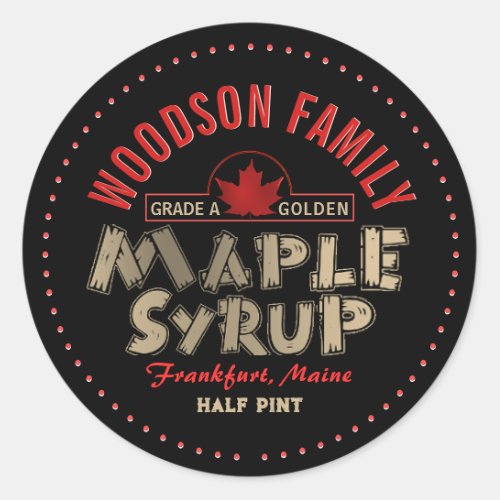 Red Maple Leaf Emblem Maple Syrup Editable Label