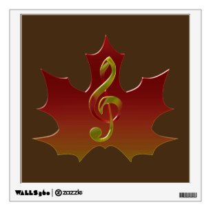Red Maple Leaf in Fall Color Harmony Wall Sticker