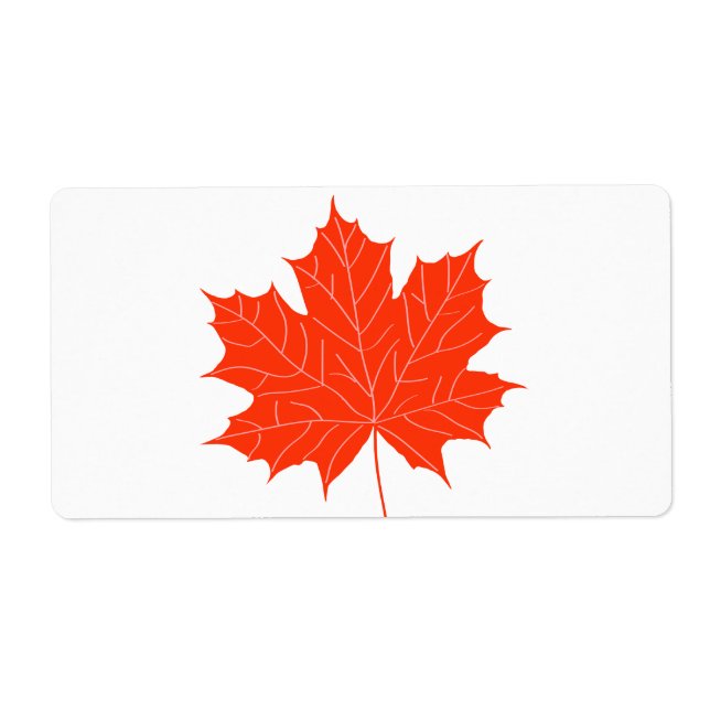 Red maple leaf label (Front)