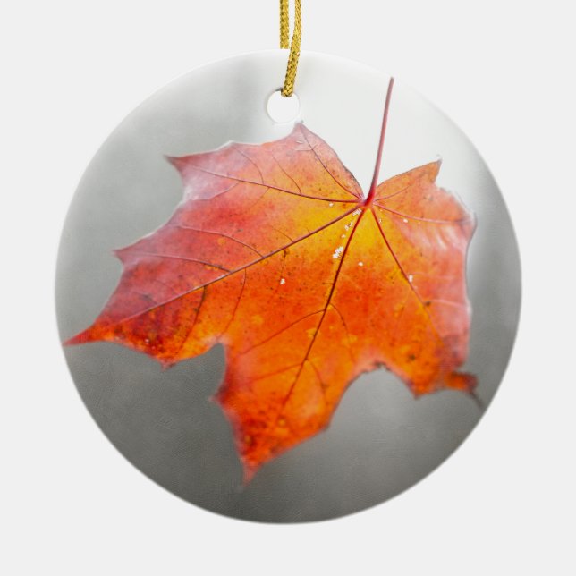 Red Maple Leaf - Mystique Autumn Ceramic Ornament (Front)