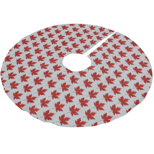 Red Maple Leaf Pattern Brushed Polyester Tree Skirt