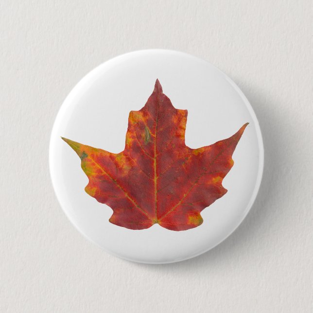 Red Maple Leaf Pinback Button (Front)