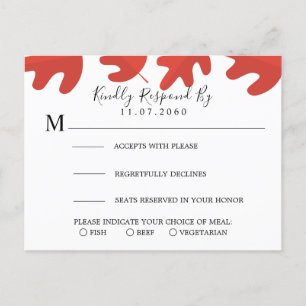 Red Maple Leaf Wedding RSVP Card