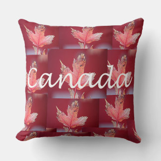 Red Maple Leaf with Canada Name Throw Pillow