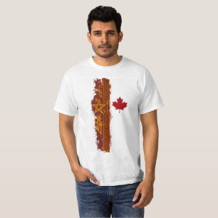 Red Maple Leaf with Runes and Pentagram T-Shirt