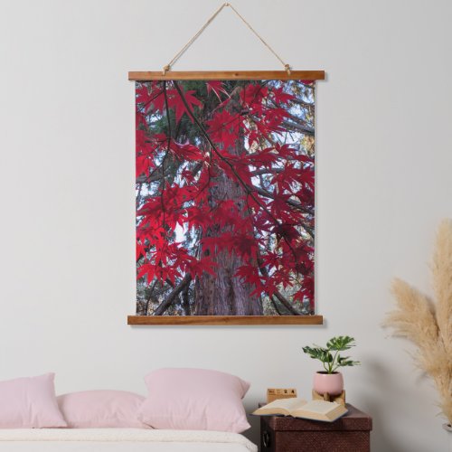Red Maple Leaves and Giant Sequoia Hanging Tapestry