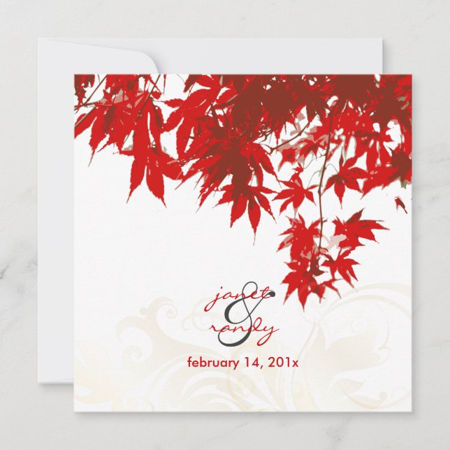 Red Maple Leaves/fall wedding invitations (Front)