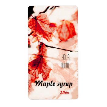Red Maple Leaves Maple Syrup Label by myworldtravels at Zazzle