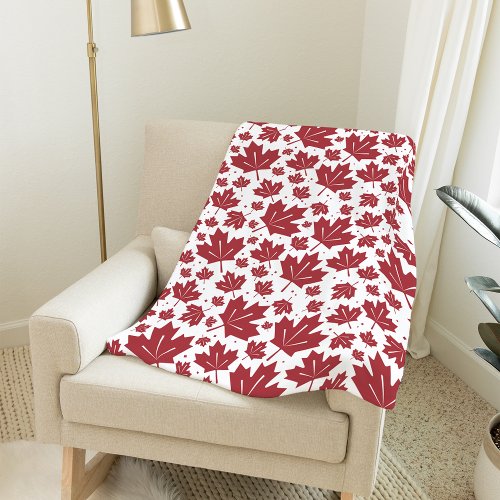 Red Maple Leaves Pattern Fleece Blanket