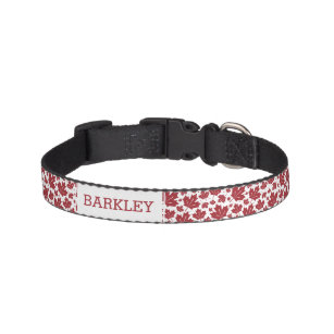 Red Maple Leaves Pattern Personalized Pet Collar