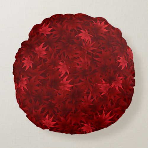 Red maple leaves pattern round pillow