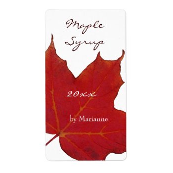 Red Maple Maple Syrup Canning Label by myworldtravels at Zazzle