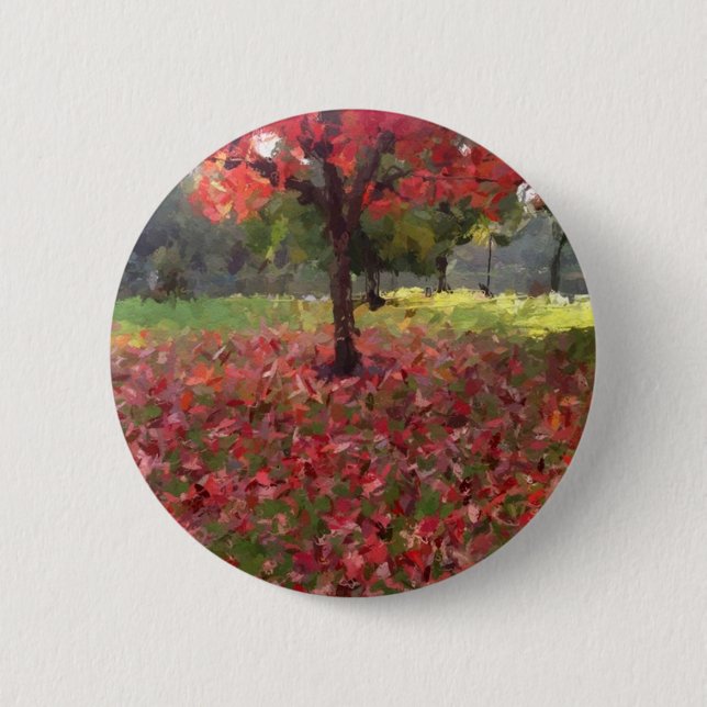Red Maple Tree Pinback Button (Front)