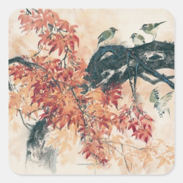 Red Maples Square Sticker (Front)