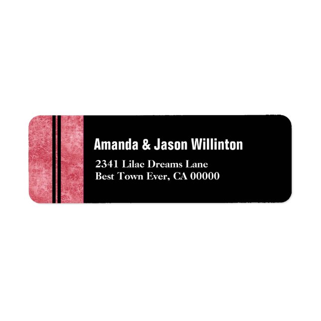 Red Marble and Black Striped Modern Wedding V01 Label (Front)