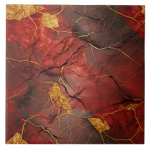 Red Marble and Gold Metal