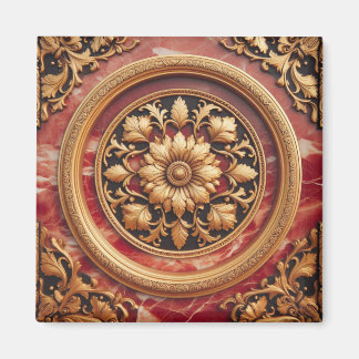 Red Marble And Gold Trim Magnet
