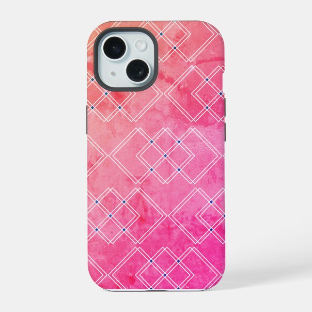 Red Marble and Square Layers Iphone Case (Back)