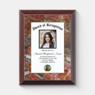 Red Marble Custom Logo Photo Award Plaque