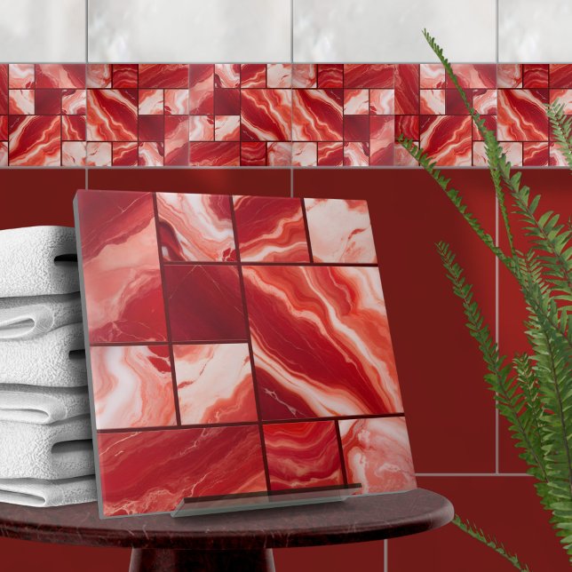 Red Marble Geometric Art Ceramic Tile (Creator Uploaded)