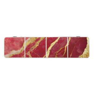 Red Marble Pattern with Gold Beer Pong Table