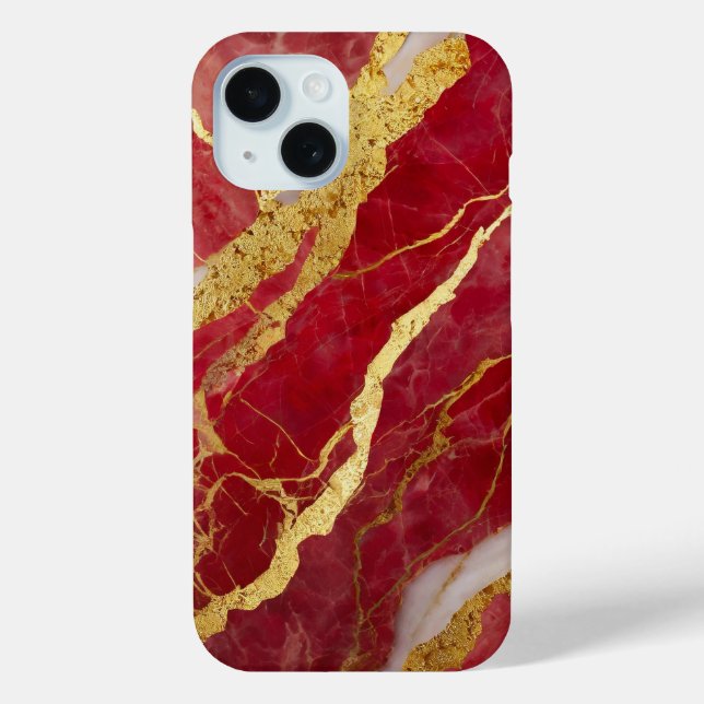 Red Marble Pattern with Gold Case-Mate iPhone Case (Back)