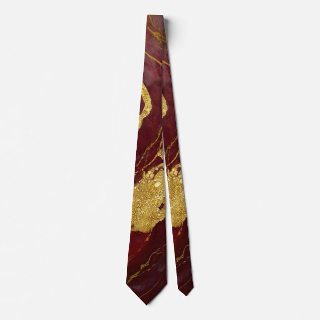 Red Marble Pattern with Gold Neck Tie (Front)
