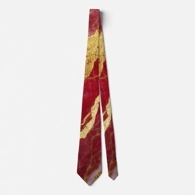 Red Marble Pattern with Gold Neck Tie (Front)