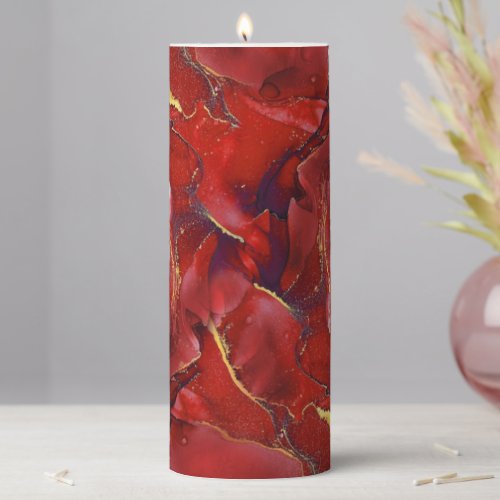 Red Marble Pillar Candle