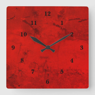 Red marble , rainbow-art square wall clock