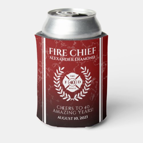 Red Marble Retiring Firefighter Can Cooler