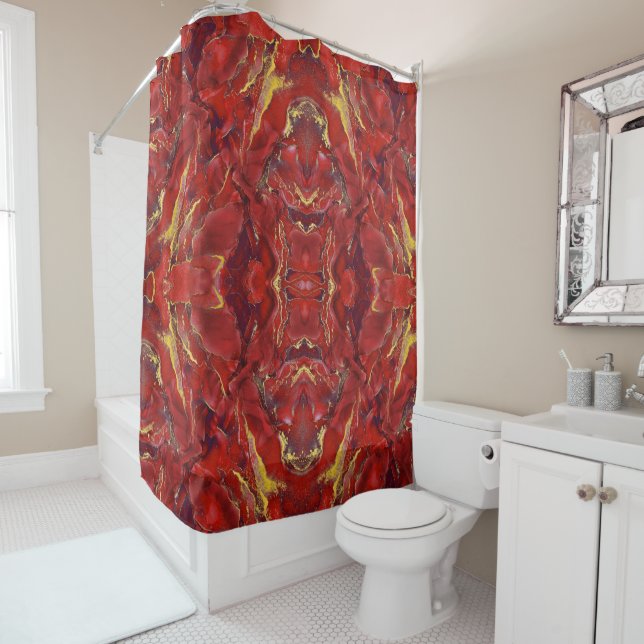 Red Marble  Shower Curtain (In Situ)
