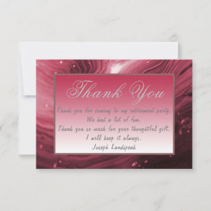 Red Marble & Silver Colors Retirement Thank You Note Card