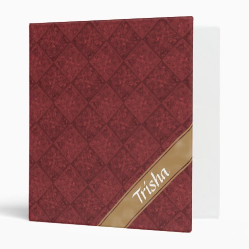 Red marbled tile pattern 3 ring binder