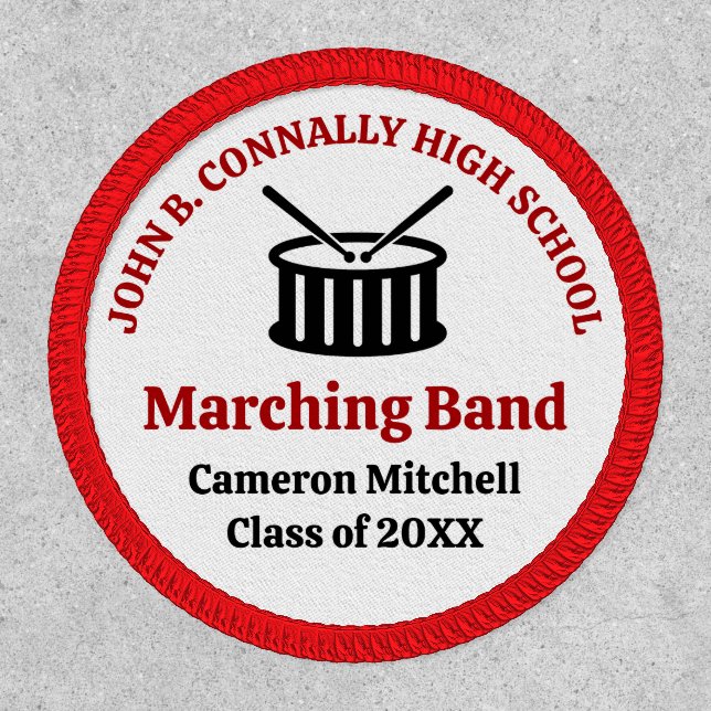 Red Marching Band Custom High School Keepsake Patch (Front)