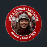 Red Marching Band Photo High School Spirit Button<br><div class="desc">This cool customized high school marching band photo features white typography of your team and player name on a red button. Personalize with your student's photograph and class year as a proud parent. A mom and dad can wear these buttons to competition and games.</div>
