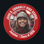 Red Marching Band Photo High School Spirit Magnet<br><div class="desc">This cool customized high school marching band photo features white typography of your team and player name on a red magnet. Personalize with your student's photograph and class year as a proud parent. A mom and dad can wear these buttons to competition and games.</div>
