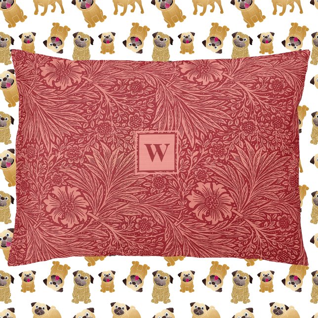 Red Marigold Pattern by William Morris and Initial Pet Bed (Creator Uploaded)