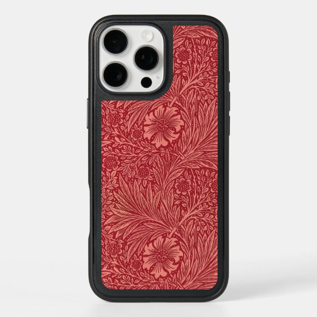 Red Marigold Pattern by William Morris Otterbox iPhone Case (Back)