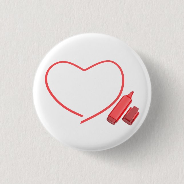Red marker and red heart button (Front)