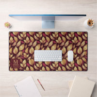 Red Maroon Gold Glitter Autumn Leaves Pattern