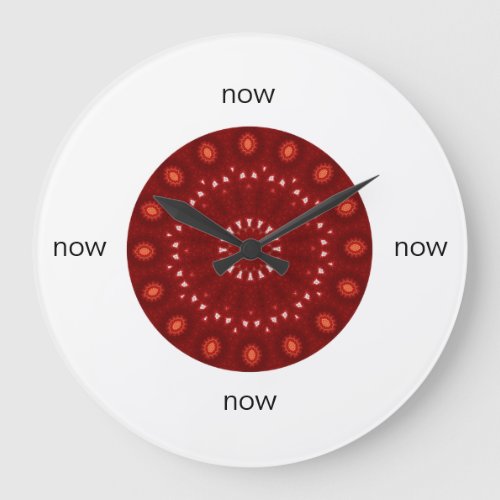 Red Maroon Kaleidoscope Mandala Now Large Clock