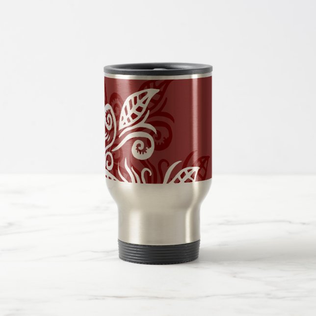 red maroon leaf modern design mug (Center)