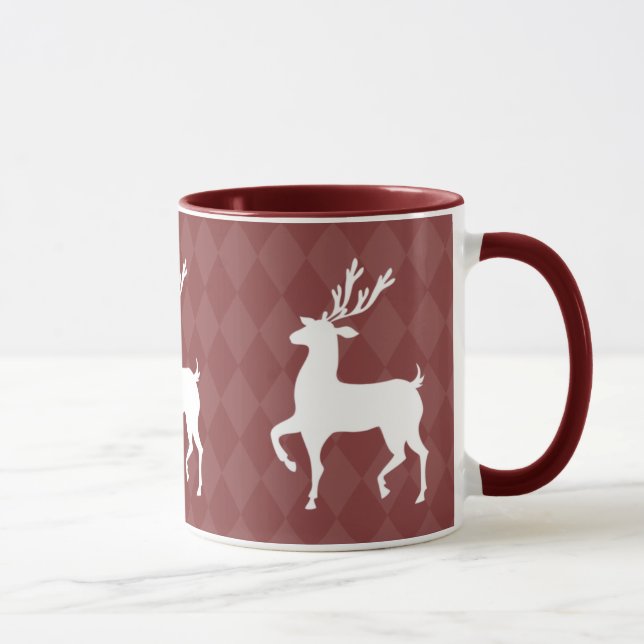 Red Maroon Reindeer Christmas Mug (Right)