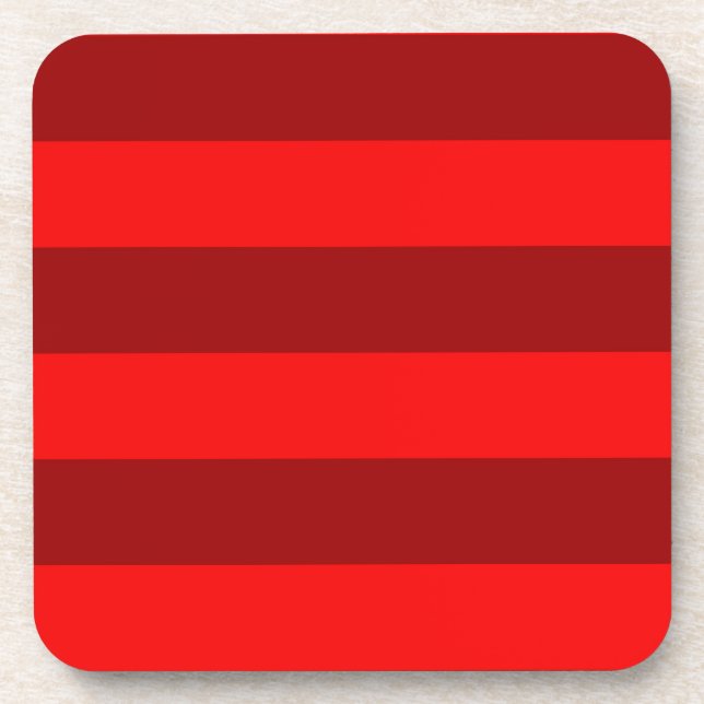 Red Maroon Stripes Design Beverage Coaster (Front)