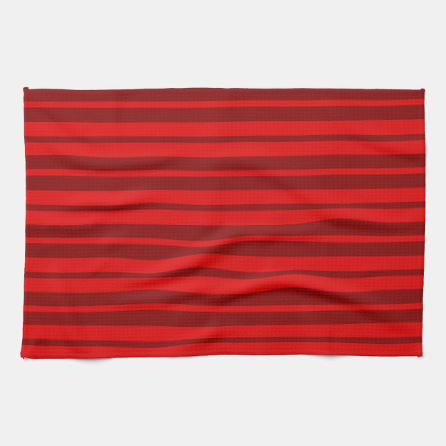 Red Maroon Stylish Stripes Pattern Design  Kitchen Towel (Horizontal)