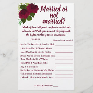 RED MARRIED OR NOT MARRIED SHOWER GAME CARD FLYER