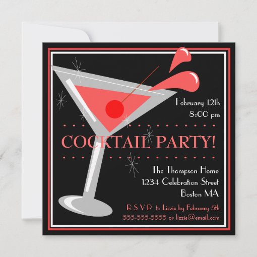 Red Martini Cocktail Party Invitation | Zazzle