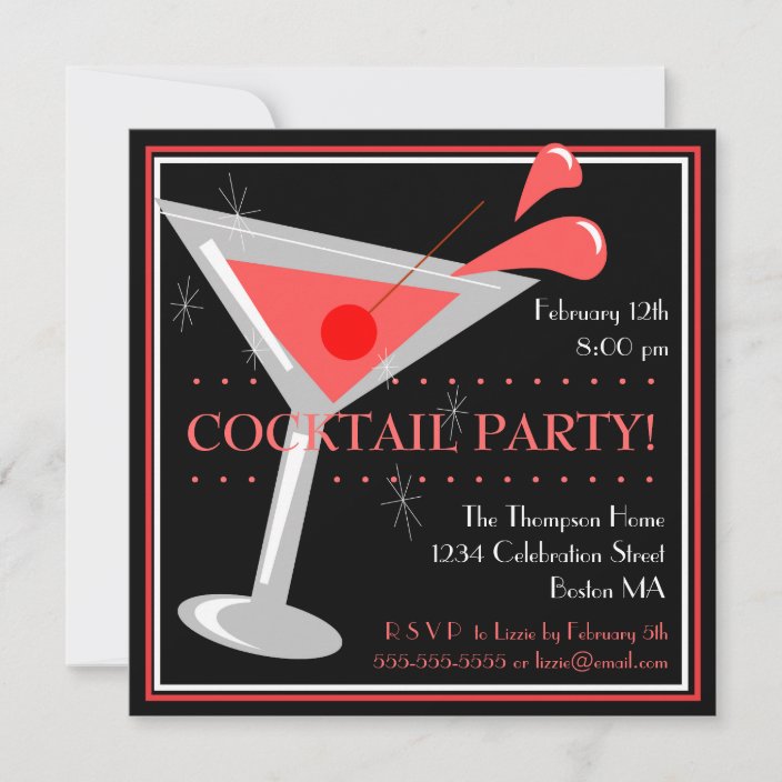 Red Martini Cocktail Party Invitation | Zazzle.com